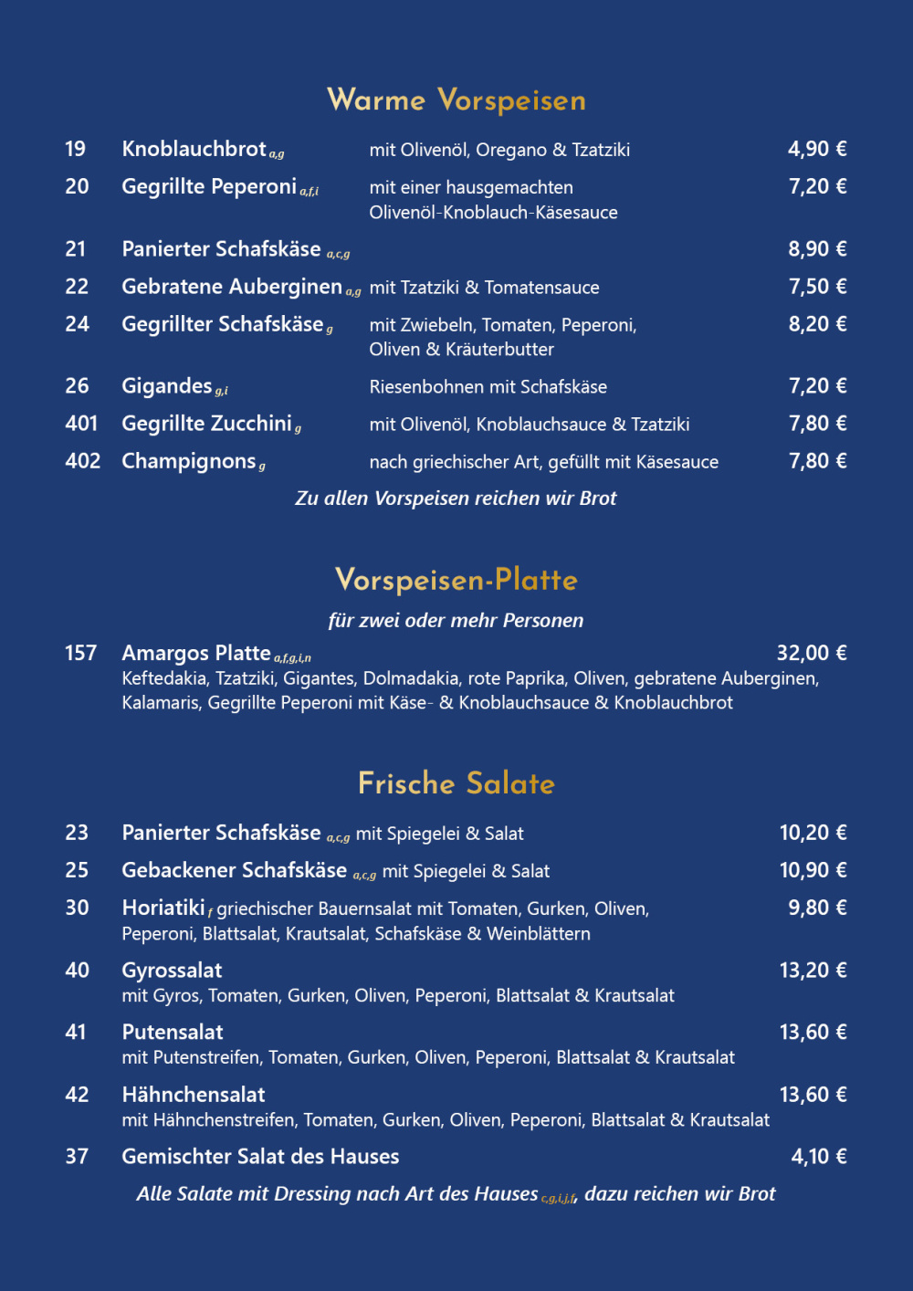 Speisekarte