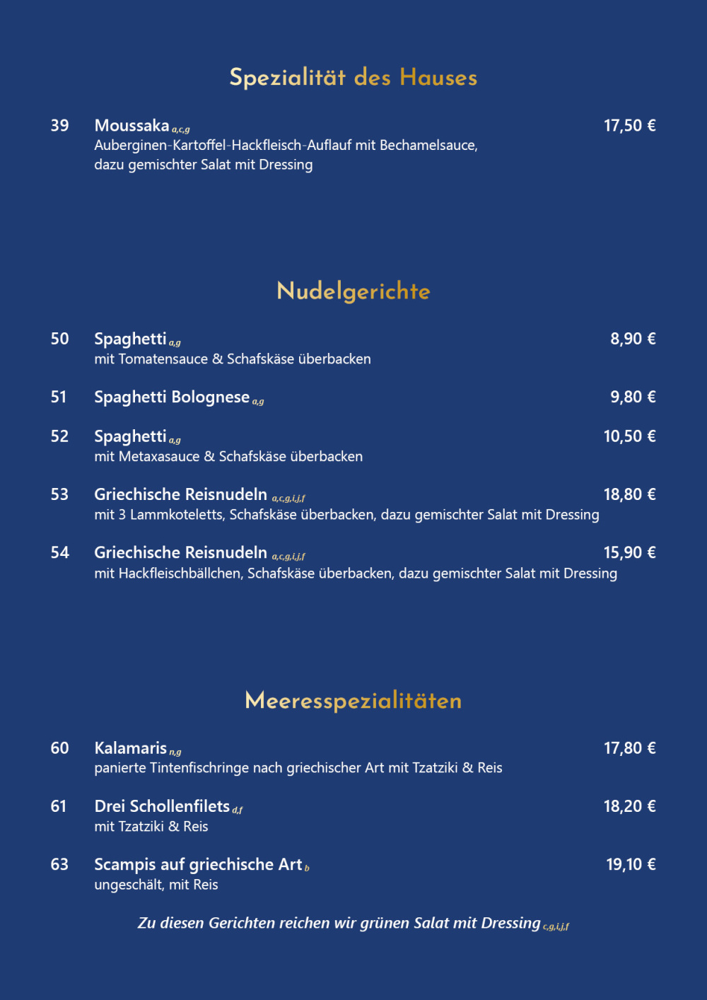Speisekarte